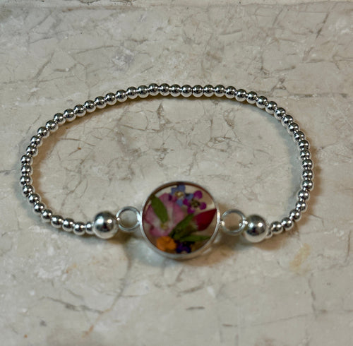 Primavera Stretch Sterling Silver Beaded Round Bracelet