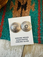 Old Pawn Navajo Sterling Silver Concho Stud Earrings