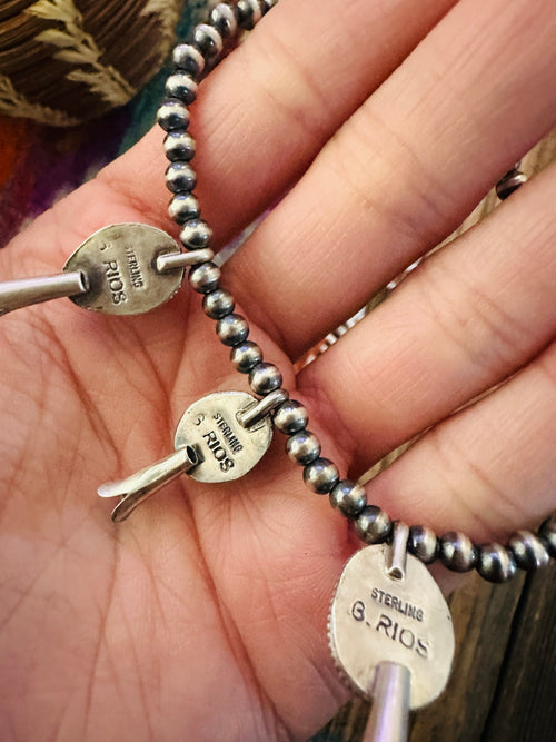 Handcrafted 3mm Sterling Silver Pearl & Multi Stone Blossom Stretch Bracelet