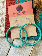 Handcrafted Turquoise & Sterling Silver Beaded Hoop Earrings