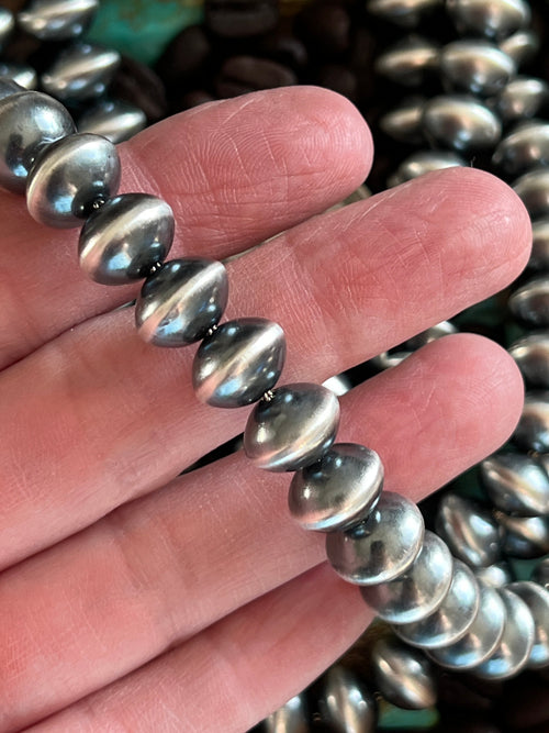 Vinita Cowboy Handcrafted 11.5mm Sterling Silver Saucer Pearl Beaded Necklaces