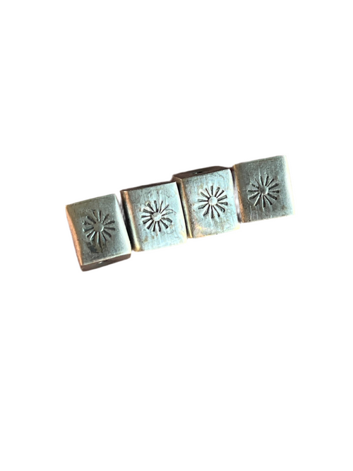 Handmade Stamped Sterling Silver Cube Beads, The Sunburst