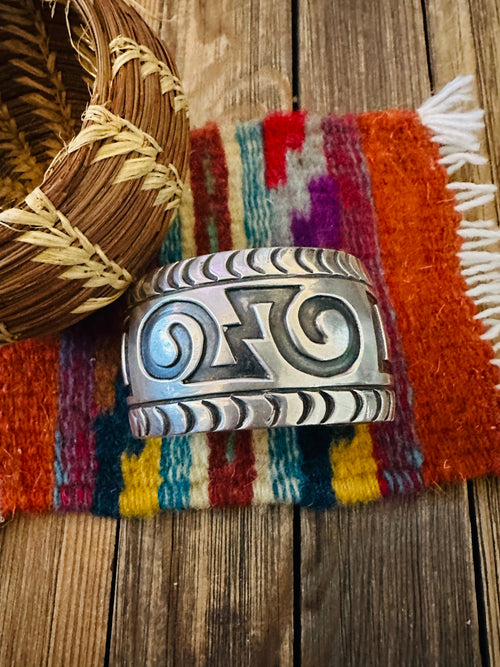 Handcrafted Old Pawn Sterling Silver Cuff Bracelet