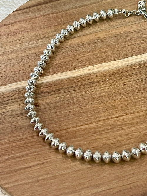 Handmade Sterling Silver 8 MM Beaded Necklace