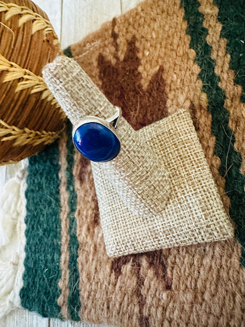 Handcrafted Old Pawn Sterling Silver & Lapis Ring Size 6