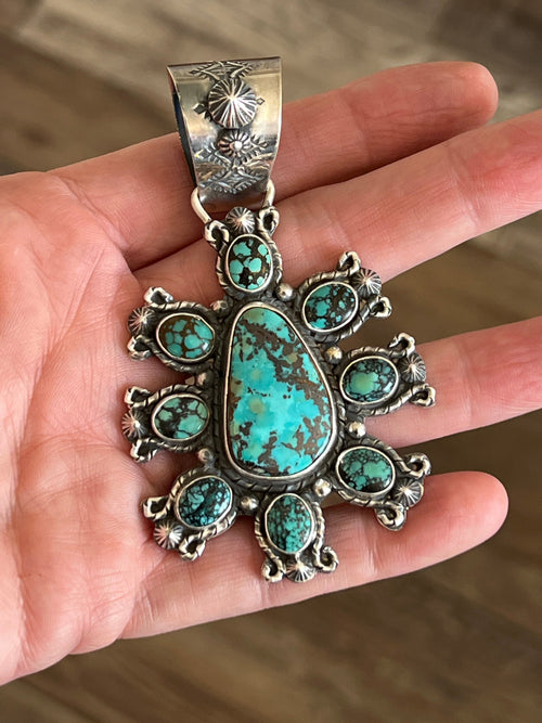 Rosella Paxson Sterling Silver and Hubei Turquoise Cluster Pendant