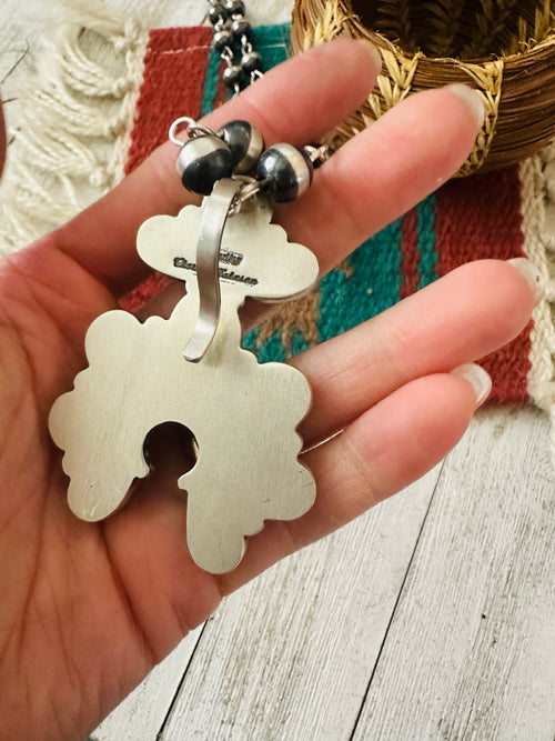 Handcrafted Sterling Silver & Sonoran Gold Turquoise Beaded Naja Necklace Signed