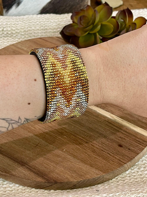 Vintage Handmade Beaded Bracelet Cuff