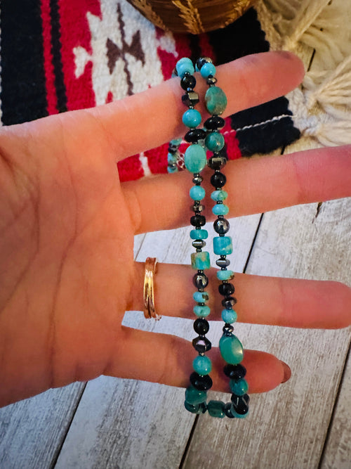 Handcrafted Multi Stone & Sterling Silver 16” Beaded Necklace