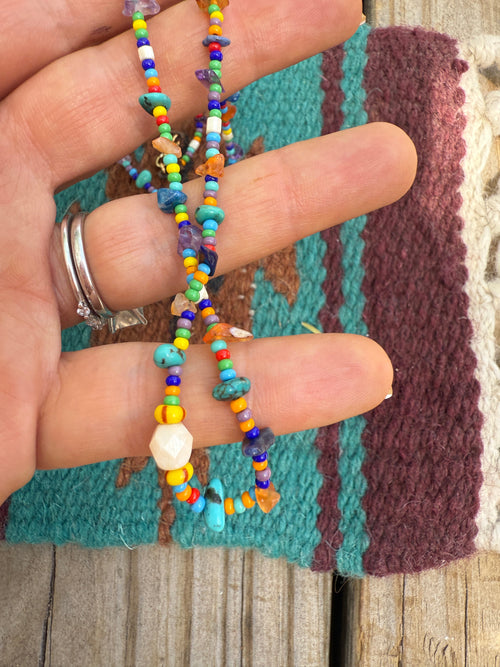 “The Golden Collection” Beaded Bliss Handmade Beaded Necklace 16” STYLE 7