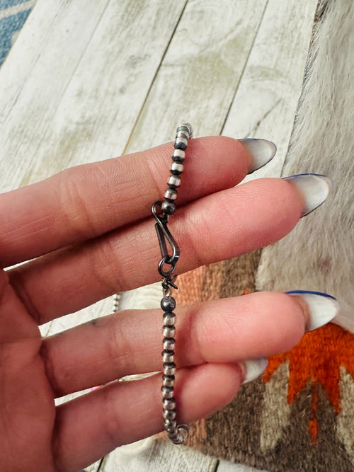 Handcrafted Sterling Silver & Pink Mojave Beaded Necklace