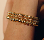 Gold Beaded 3 Strand Stretch Bracelet Set