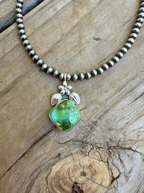 Handmade Sterling Silver Sonoran Mountain Turquoise Beaded Necklace