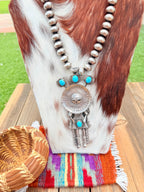Handcrafted Turquoise & Sterling Silver Beaded Kachina Necklace by Garrett Hale