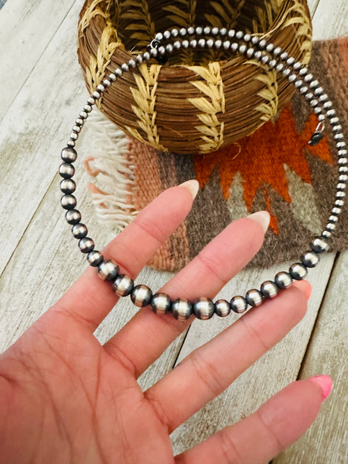 Navajo Sterling Silver Beaded Wrap Choker Necklace