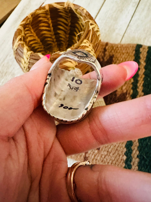 Old Pawn Handcrafted Sterling Silver & Lapis Men’s Ring Size 10