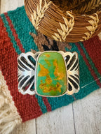 Old Pawn Navajo Sterling Silver & Royston Turquoise Cuff Bracelet
