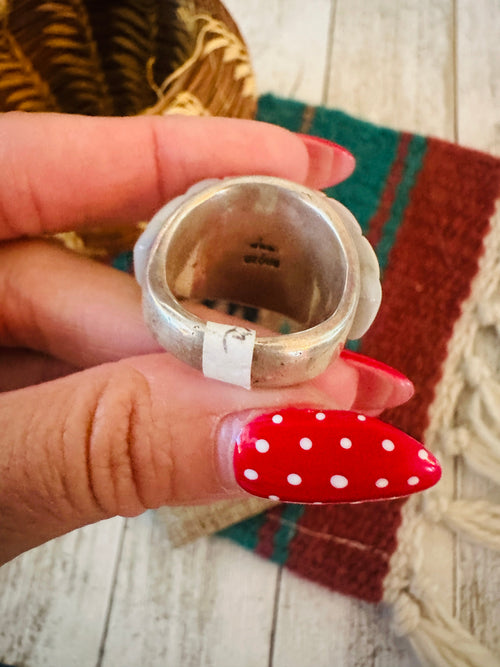 Old Pawn Navajo Sterling Silver & Multi Stone Inlay Ring Size 9