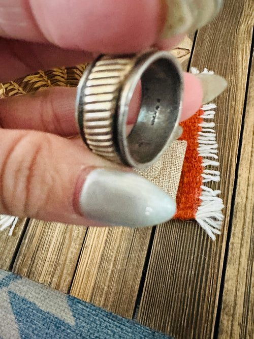 Old Pawn Handcrafted Copper & Sterling Silver Band Ring Size 10