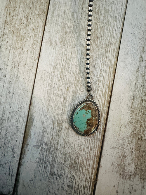 Handcrafted Turquoise & Sterling Silver Beaded Lariat Necklace