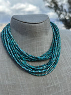 Handcrafted Tibetan Turquoise & Sterling Silver 3mm Beaded Necklace