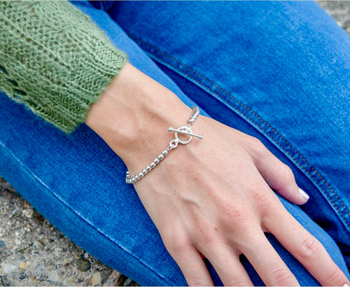 4mm Sterling Beaded Bracelet w/ Toggle