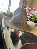 Leather and Sterling Silver Concho Slide Hat Band, Black Leather