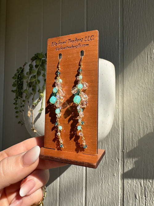 “The Golden Collection” Chandeleir Handmade Gold Plated Beaded Earrings