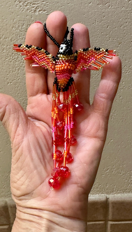 Handmade Beaded Multi colored Hummingbird Keychain
