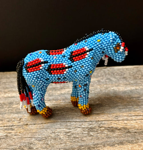 Handmade Peyote Stitched Horse Figurine- Blue 1