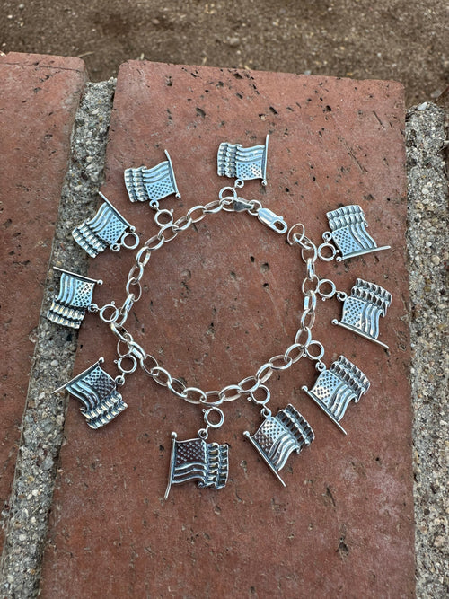 Handcrafted Sterling Silver United States Flag Charm