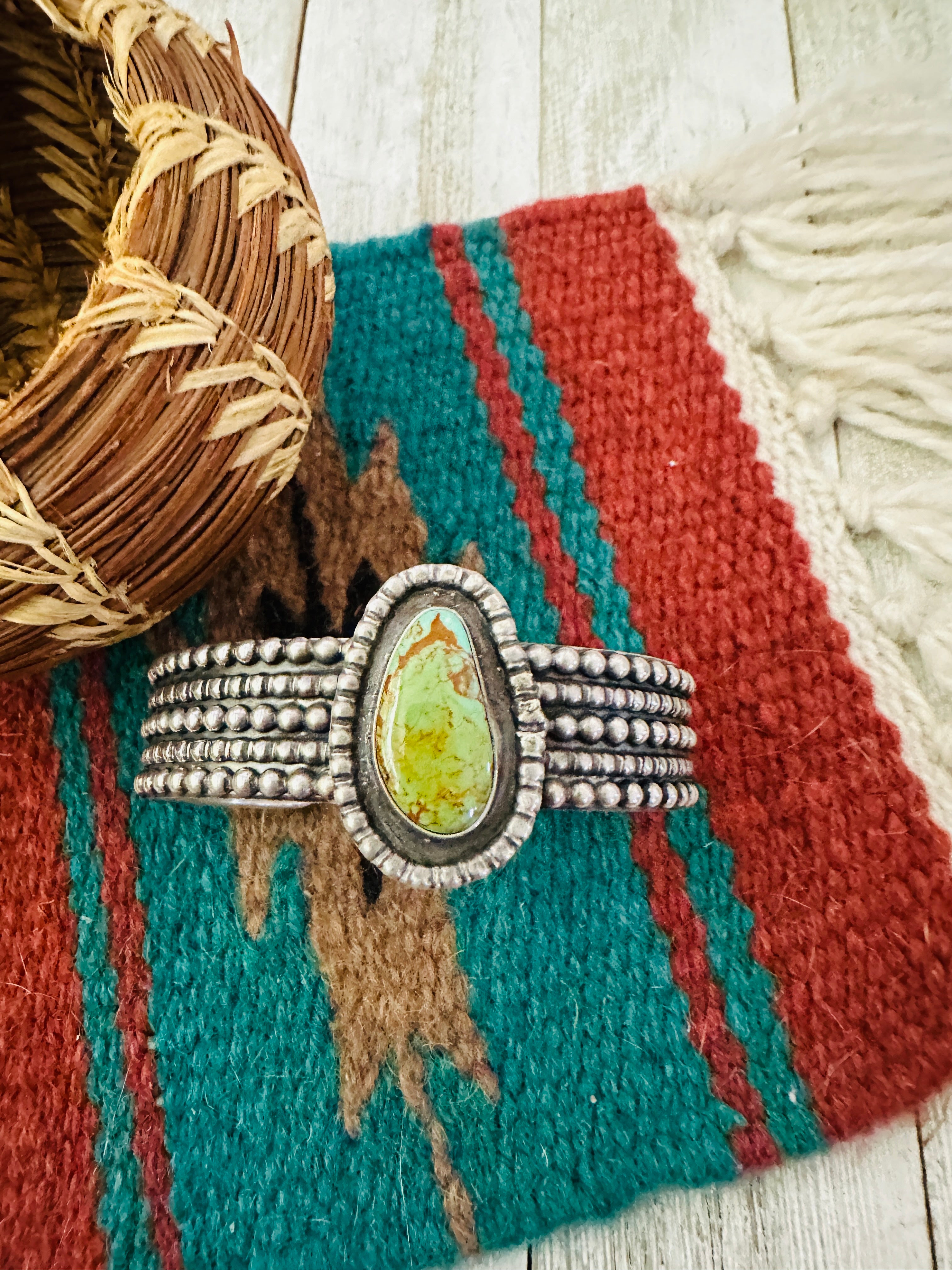 Handcrafted Old Pawn Turquoise & Sterling Silver Cuff Bracelet ...