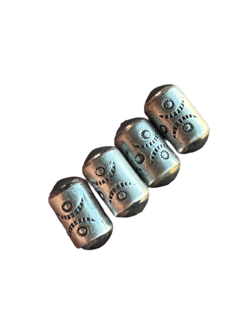 Handmade Stamped Sterling Silver Fat Barrel Beads, The Dancer