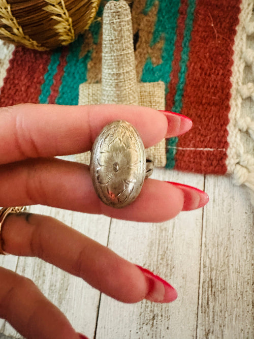 Old Pawn Navajo Hand Stamped Sterling Silver Ring Size 6