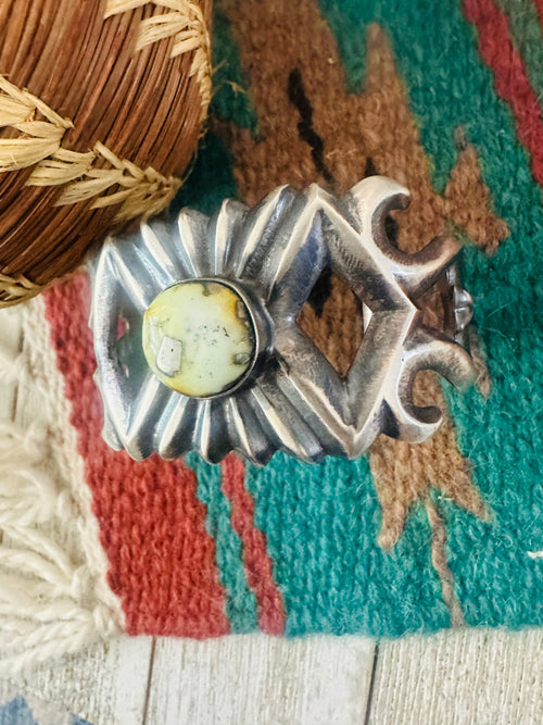 Handcrafted Old Pawn Sterling Silver & Palomino Turquoise Cuff Bracelet by Chimney Butte