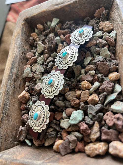 Sterling Silver and Kingman Turquoise Traditional Style Concho Slide, Oval