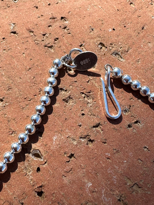 Sterling Silver Elegant Pearl Style Beaded Necklace 3mm