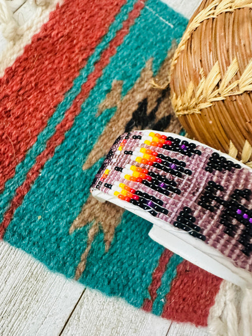 Navajo Made Beaded Leather Bracelet