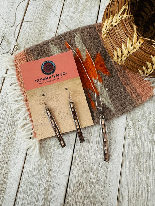 Vintage Old Pawn Navajo Copper & Sterling Silver Necklace Set