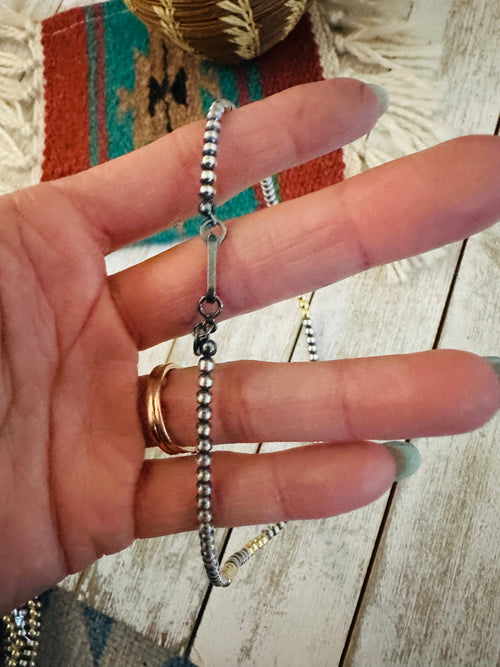 Navajo Sterling Silver & Gold Beaded 16” Necklace