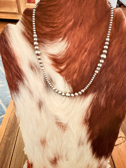 Handcrafted Sterling Silver Pearl Beaded Necklace