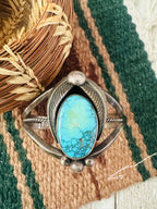 Handcrafted Old Pawn Turquoise & Sterling Silver Cuff Bracelet
