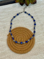 ** 4TH OF JULY ** Handmade Sterling Silver & Lapis Beaded Necklace Signed Nizhoni