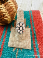 Old Pawn Navajo Sterling Silver & Mother of Pearl Ring Size 8.75