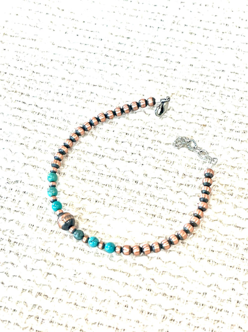 Handmade Copper & Turquoise Beaded Bracelet
