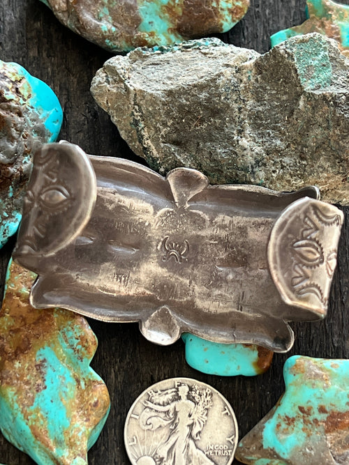 Handcrafted & Hand Forged Old Pawn Sterling Silver Ingot Turquoise Cuff Bracelet by Santa Fe Artist, Buffalo: The Royston