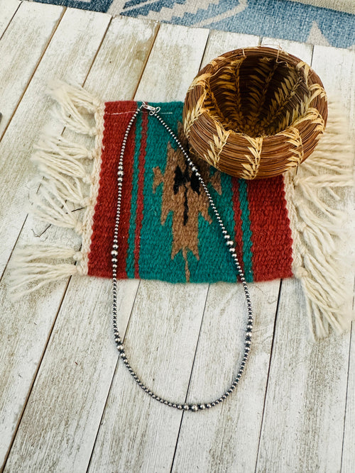 Handcrafted Sterling Silver Pearl Beaded 24”Necklace