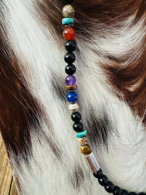 Handcrafted Multi Stone & Sterling Silver Beaded 18” Necklace by T & R Singer