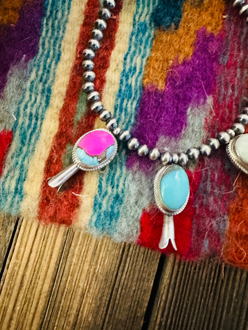 Handcrafted 3mm Sterling Silver Pearl & Multi Stone Blossom Stretch Bracelet