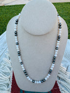 Sterling Silver Pearl & Freshwater Pearl 18” Beaded Necklace